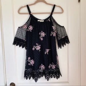 Lacy Cold Shoulder Top